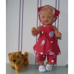 halterjurk setjerood lieveheerstbeestjes  baby born 43cm