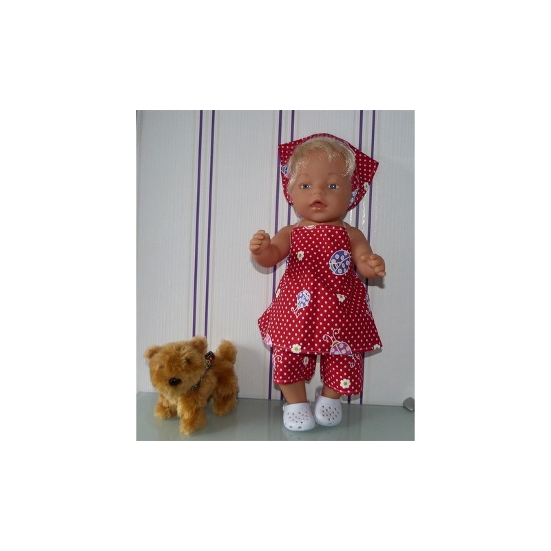 halterjurk setjerood lieveheerstbeestjes  baby born 43cm