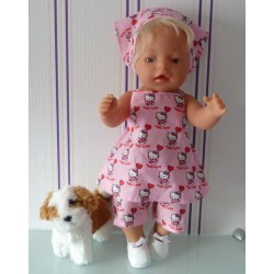 halterjurk setje hello kitty  baby born 43cm