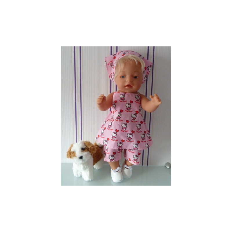 halterjurk setje hello kitty  baby born 43cm