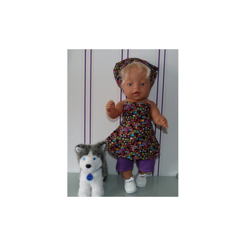 halterjurk setje hartjes zwart baby born 43cm