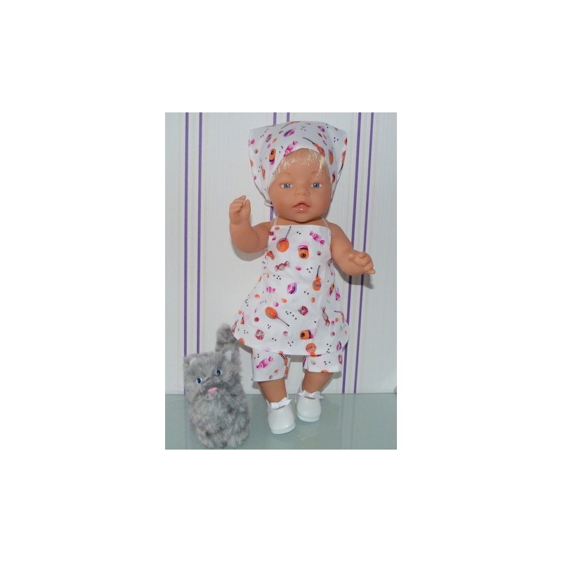 halterjurk setje roze snoepjes baby born 43cm