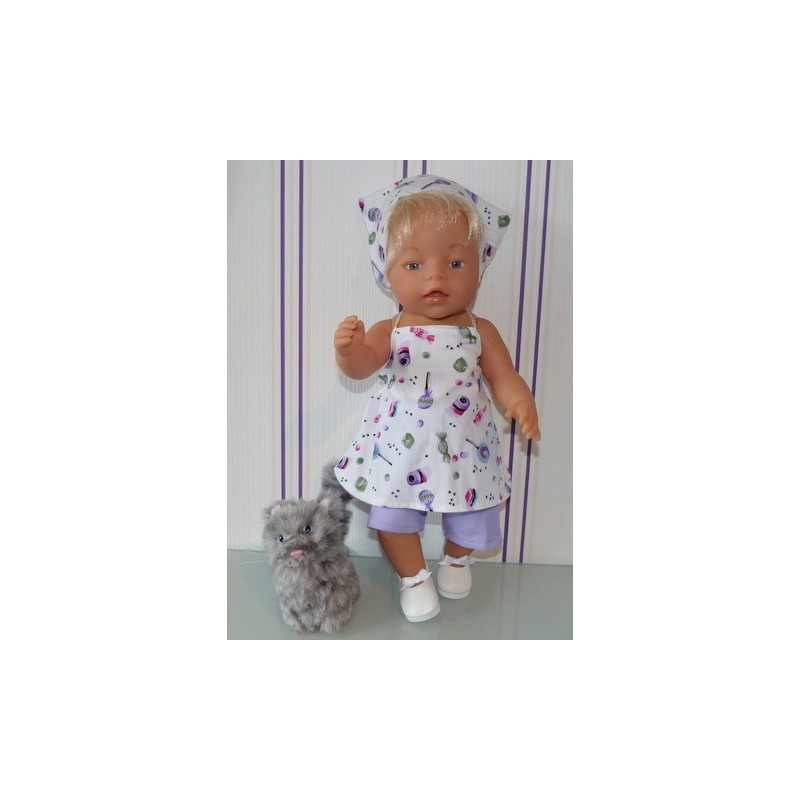 halterjurk setje lila snoepjes baby born 43cm