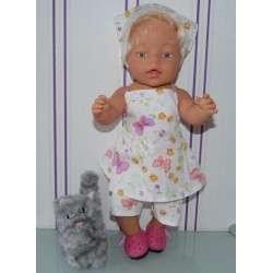 halterjurk setje wit vlinders  baby born 43cm