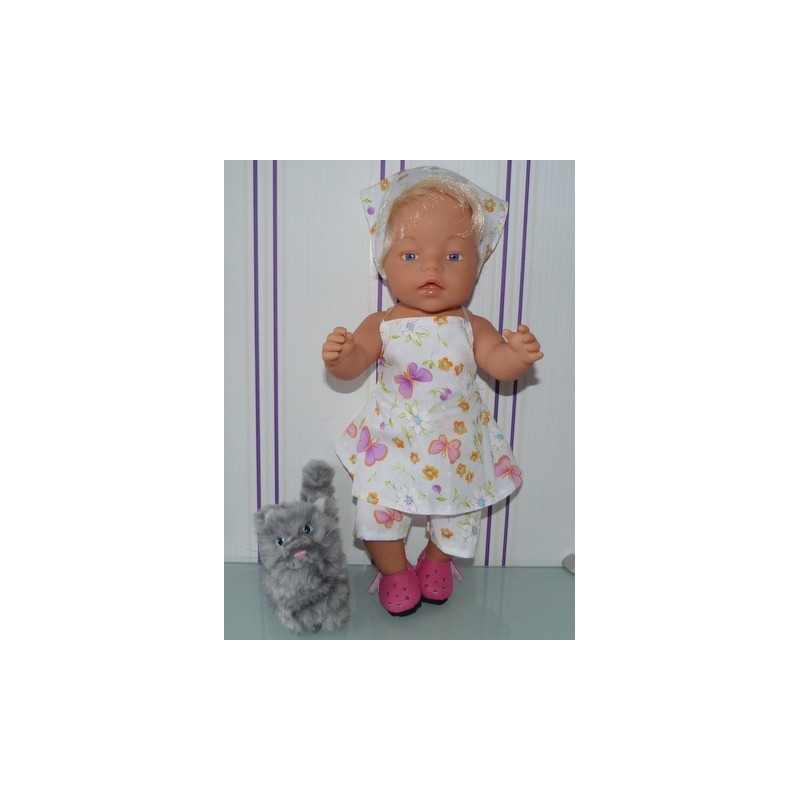 halterjurk setje wit vlinders  baby born 43cm