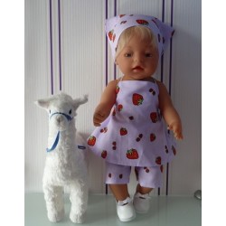 halterjurk setje lila aardbeien baby born 43cm
