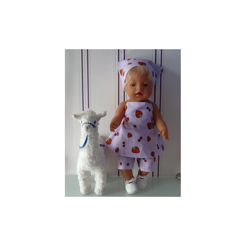 halterjurk setje lila aardbeien baby born 43cm