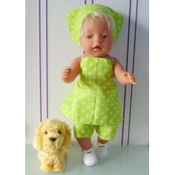 halterjurk setje licht groen polka dots baby born 43cm