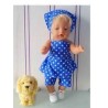 halterjurk setje donker blauw polka dots baby born 43cm