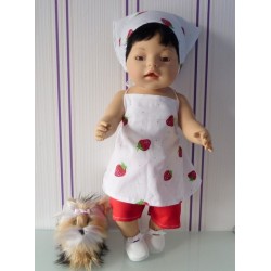 halterjurk setje aardbeien  baby born 43cm