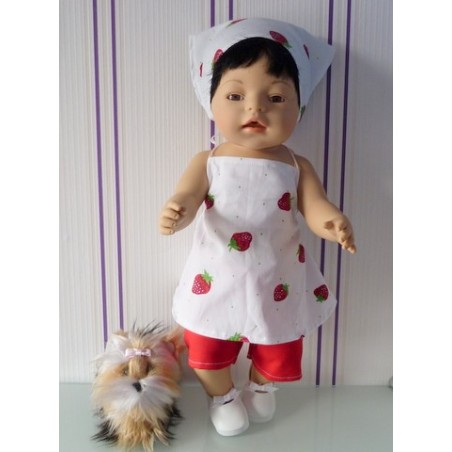 halterjurk setje aardbeien  baby born 43cm