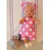halterjurk setje roze polka dots groot baby born 43cm
