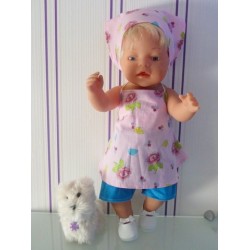 halterjurk setje roze vlinders baby born 43cm