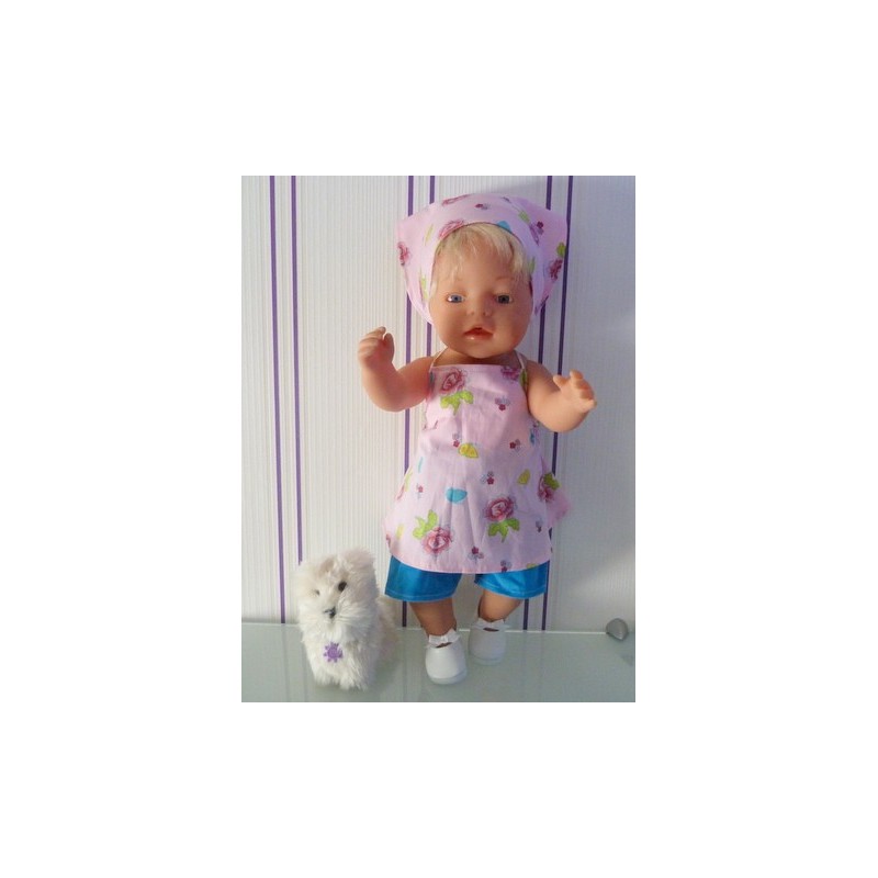 halterjurk setje roze vlinders baby born 43cm