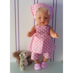 halterjurk setje roze polka dots baby born 43cm