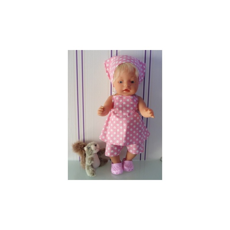 halterjurk setje roze polka dots baby born 43cm