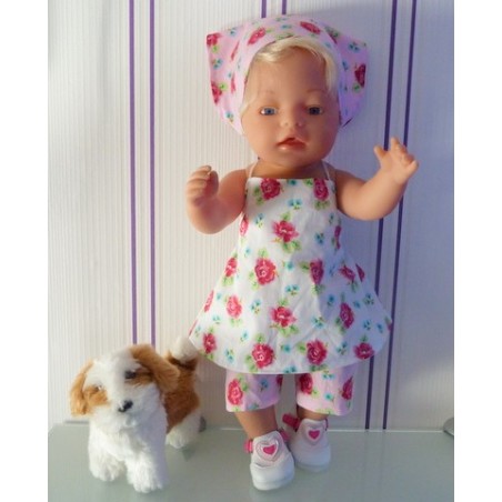 halterjurk setje roosjes baby born 43cm