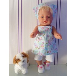 halterjurk setje licht blauw bloemen baby born 43cm