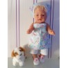 halterjurk setje licht blauw bloemen baby born 43cm