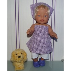 halterjurk setje paars geruit baby born 43cm