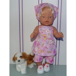 halterjurk setje roze vlinders baby born 43cm