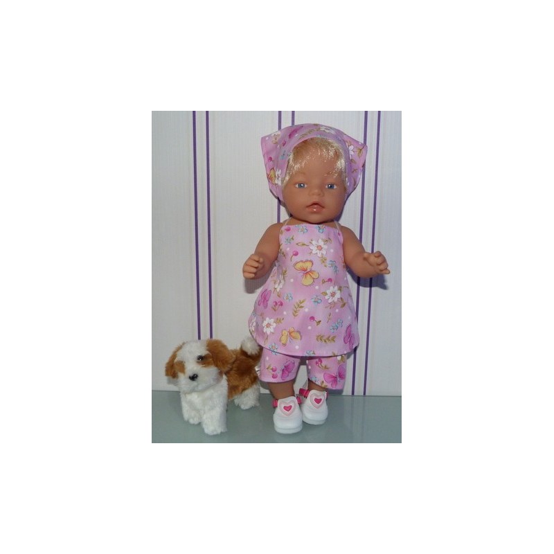 halterjurk setje roze vlinders baby born 43cm
