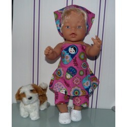 halterjurk setje roze matroeska groot baby born 43cm