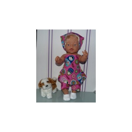 halterjurk setje roze matroeska groot baby born 43cm