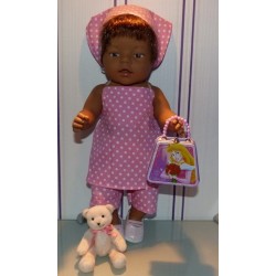 halterjurk setje roze met stippen baby born 43cm