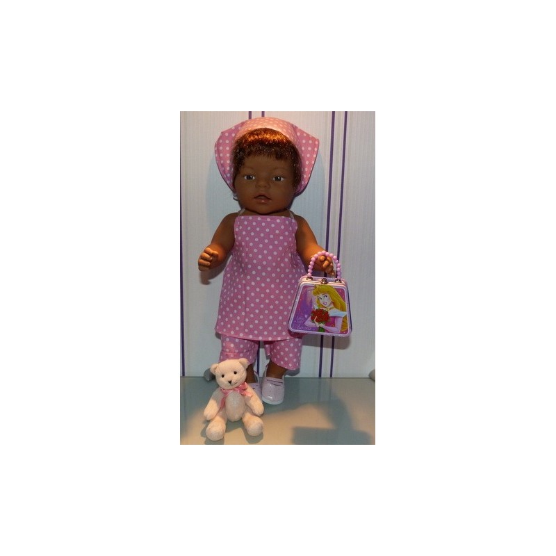 halterjurk setje roze met stippen baby born 43cm