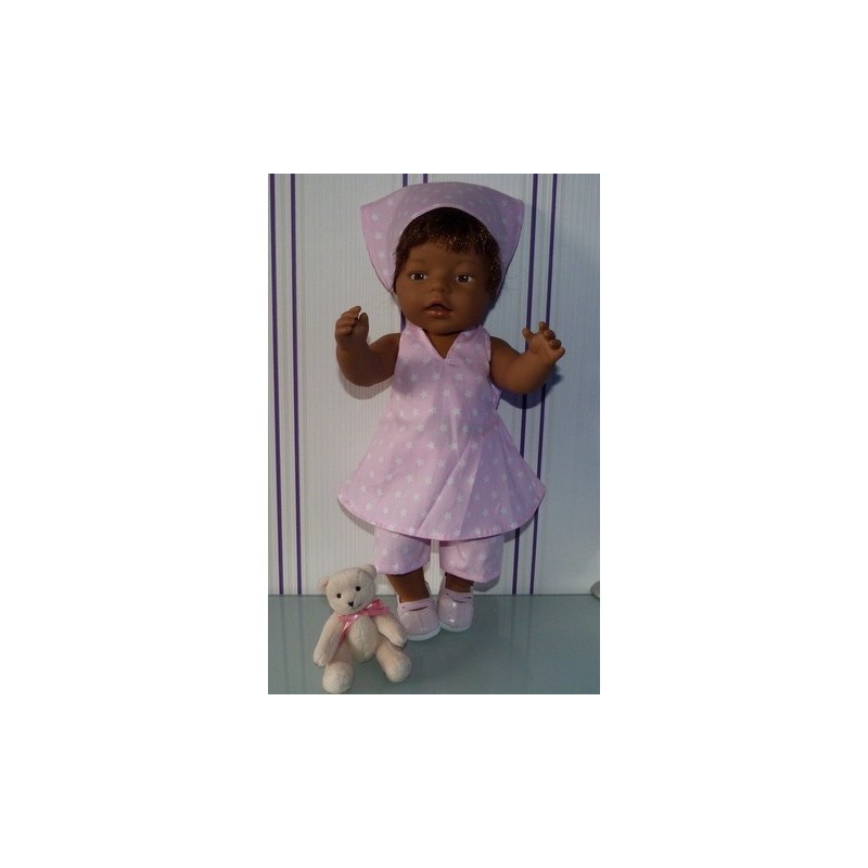 halterjurk setje roze sterren baby born 43cm