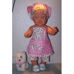 halterjurk setje rozadotje roze baby born 43cm