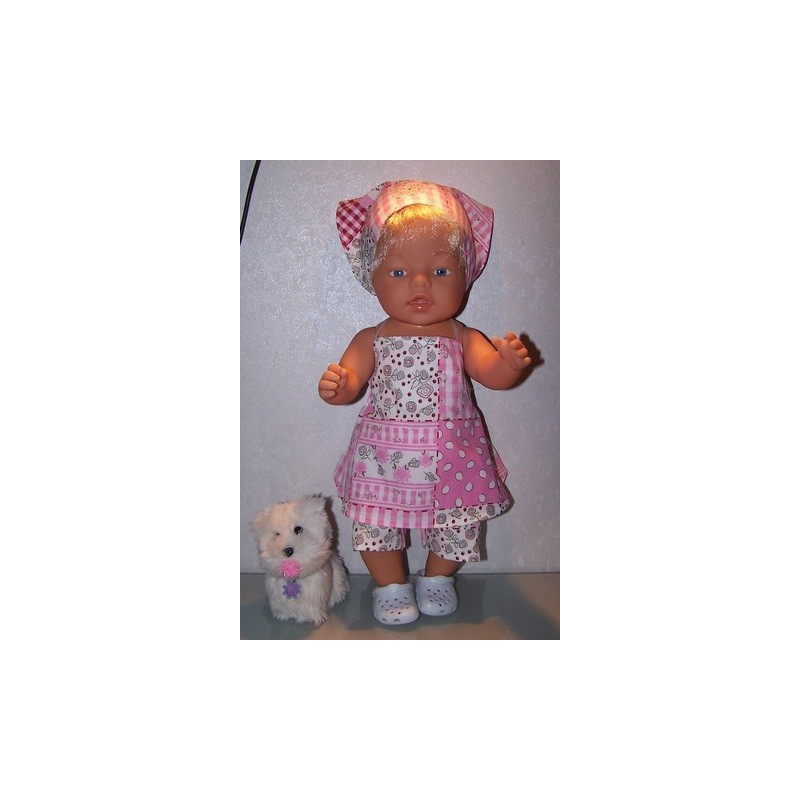 halterjurk setje rozadotje roze baby born 43cm