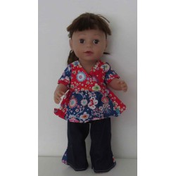 chineesejurk rood met blauw baby born 43cm