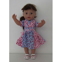 chineesejurk roze met blauw  hartjes baby born 43cm