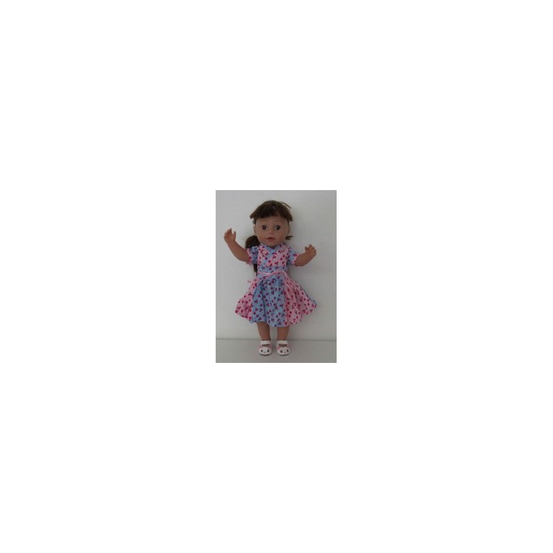 chineesejurk roze met blauw  hartjes baby born 43cm