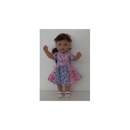 chineesejurk roze met blauw  hartjes baby born 43cm