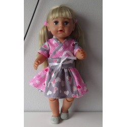 chineesejurk rozemet grijs hartjes baby born 43cm