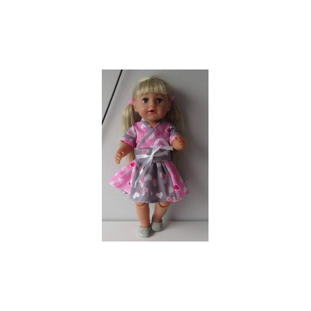 chineesejurk rozemet grijs hartjes baby born 43cm