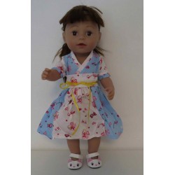 chineesejurk blauw met wit hartjes baby born 43cm