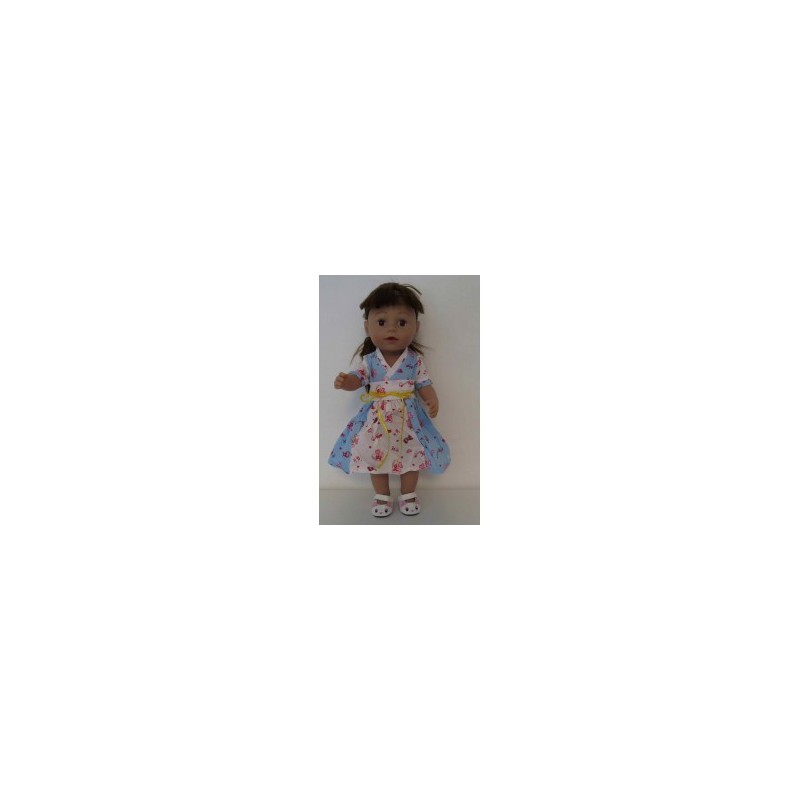 chineesejurk blauw met wit hartjes baby born 43cm