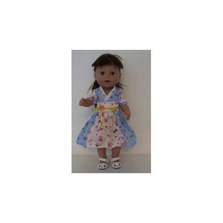 chineesejurk blauw met wit hartjes baby born 43cm