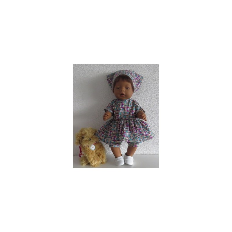 hippejurk set bruin uilen baby born 43cm