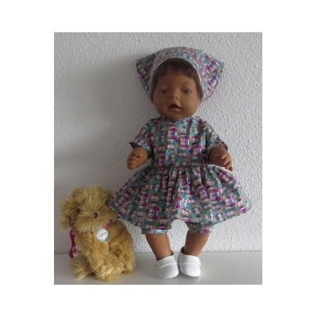 hippejurk set bruin uilen baby born 43cm
