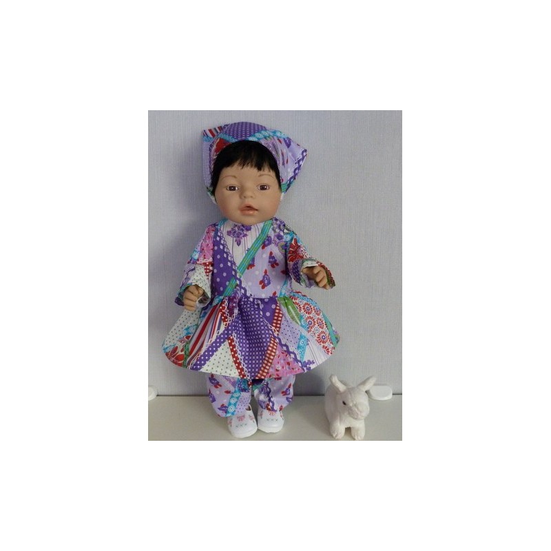 hippejurk set weber ruit paars baby born 43cm