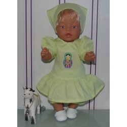 hippejurk set groen met matroeska baby born 43cm
