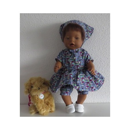hippejurk set grijs uilen baby born 43cm
