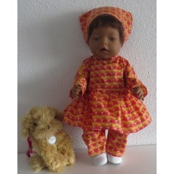 hippejurk set oranje met hartjes baby born 43cm
