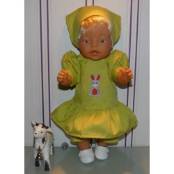 hippejurk set groen met konijn baby born 43cm