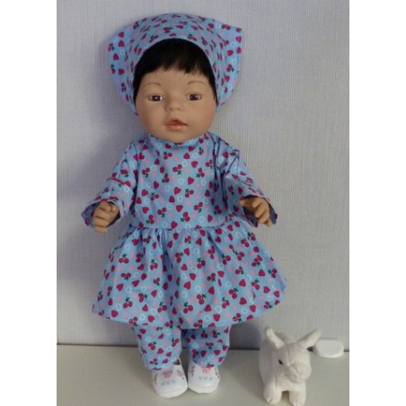 hippejurk set blauw hartjes baby born 43cm